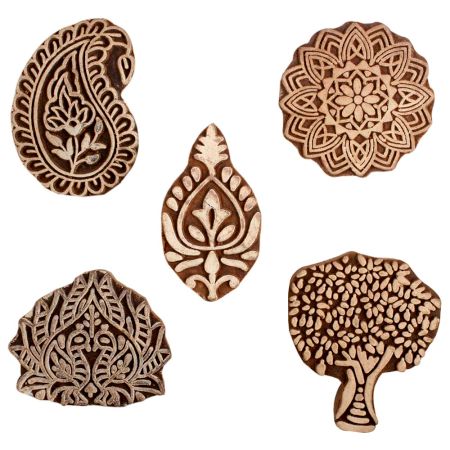 Set of 5 Piece New Mix Wooden Printing Block